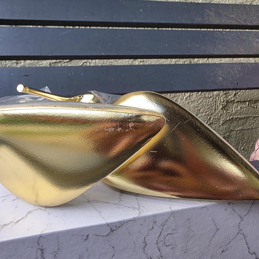 NIB Jessica Fancy Gold and Clear‎ Heels Sz. 37, 39 - Picture 7 of 8